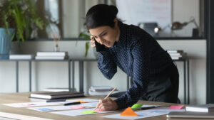 Lady organizing her government contracting proposals